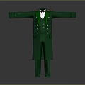Green Long Coat Shaped Household Decorative Doll Featuring Gold Buttons And White Bow Tie