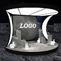 Moon Surface Booth With Earth Background LOGO Two People White Rabbit Decorations Green Bottles