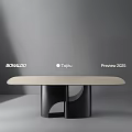 BONALDO Taijiu Preview 2025 Dining Table With Light Wood Top And Black Curved Geometric Base