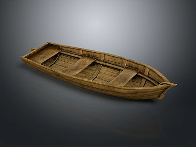 Vintage Handcrafted Wooden Boat With Rustic Wood Planks And Simple Design 3d model