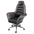 Modern Leather Office Chair With Diamond Pattern Black Brown Design And Metal Base Wheels