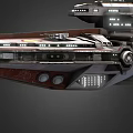 Futuristic Red And White Spaceship With Detailed Structure Engine Modules And Illuminated Accents