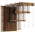 Modern Window Blinds With Wooden Slats For Home Interior Light Control