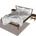 Log Wind Double Bed 3d model