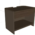 Modern Bedside Table With Wooden Top Beige Panel Drawer And Open Shelf 3d model