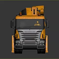 Yellow Concrete Pump Truck With Extended Boom And Truck Cab Structure