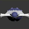 Anime Game Character With Blue Hair Purple Dress And White Cape Arms Outstretched Pose