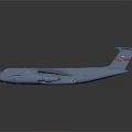 Blue Military Transport Airplane with Four Engines Long Wings Red Tail on Dark Reflective Background