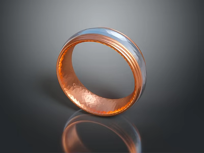 Modern Copper And Silver Textured Ring Fashion Accessory For Daily Wear 3d model