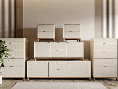 Modern Entryway And Side Cabinets With Minimalist Design And Storage Drawers 3d model