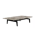 Modern Coffee Table With Rectangular Marble Patterned Top And Black Sleek Legs 3d model