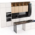 Modern Kitchen Interior With White And Wooden Cabinets Black Range Hood And Island Countertop