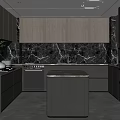 Modern Kitchen Interior Design With Dark Wood Cabinets Marble Island Countertop And Stainless Steel Appliances