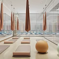 Spacious Modern Gym Interior Featuring Treadmills Dumbbells And Health Motivational Sign
