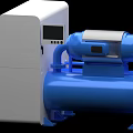 Blue Industrial Compressor Equipment With White Control Panel And Digital 3d model