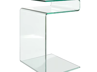 Clear Glass Side Table with Modern Minimalist Design and Tiered Transparent Surfaces 3d model
