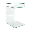 Clear Glass Side Table with Modern Minimalist Design and Tiered Transparent Surfaces