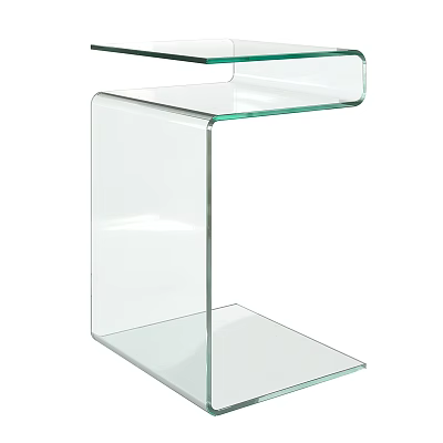 Clear Glass Side Table with Modern Minimalist Design and Tiered Transparent Surfaces 3d model
