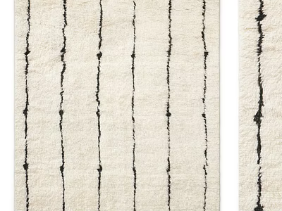 Square Rug With Cream Background And Black Vertical Textured Stripes Design 3d model