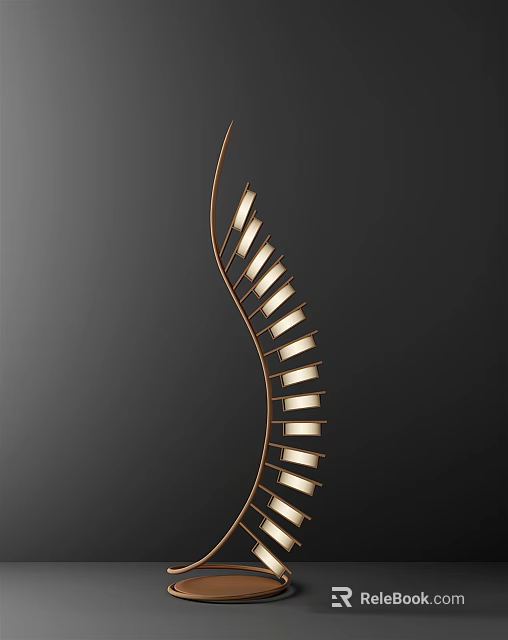 Elegant Modern Golden Curved Multi Head Floor Lamp With Sleek Design For Home Decor 3d model 