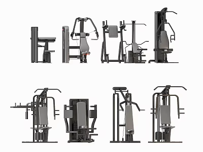 Various Professional Fitness Equipment For Gym Strength Training Machines And Exercise Stations 3d model