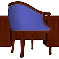 Sturdy Solid Wood Desk and Comfortable Blue Upholstered Armchair Set
