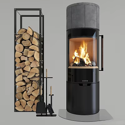 Modern Fireplace Fireplace Firewood Stove Fire Hob 3d model