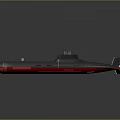 Military Submarine Weapon System With Gray Hull Red Bottom And Periscope
