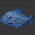 Silver Fish with Black Spots on Gray Background Shiny Reflective Surface