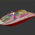 Sleek White and Red Motorboat with Open Cockpit and Gray Seats Design