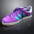 Purple Casual Sports Shoes With Blue Green Stripes White Sole And Purple Shoelaces