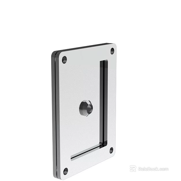 Stainless Steel Rectangular Hardware Fitting With Screw And Mounting Holes 3d model 