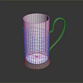 Silver Engraved Mug With Transparent Body And Decorative Handle For Household Use