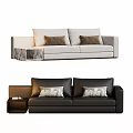 Light And Dark Two Seater Sofas With Decorative Cushions And Side Tables