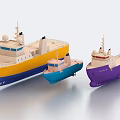 Variety of Colorful Yacht Models in Yellow Blue and Purple Hues Design