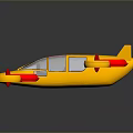 Yellow Red Medical Rescue Aircraft With Multiple Propellers And Cross Symbol