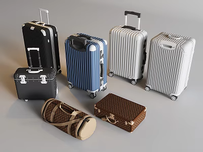 Various Luggage Collection With Suitcases Travel Bags And Different Color Styles 3d model