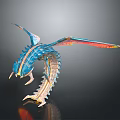 Blue Mythical Dragon With Shiny Scales And Colorful Wings In Dynamic Pose 3d model