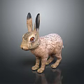 Realistic Hare Figurine With Long Ears Red Eyes And Shiny Base