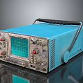 Vintage Blue Portable Oscilloscope Equipment With Green Grid Screen And Control Knobs