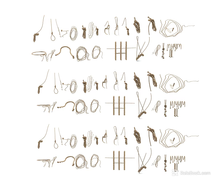 Essential Everyday Living Supplies Simple Line Drawing Illustrations Of Household Items Tools And Utensils 3d model 