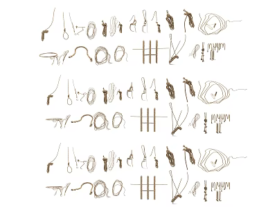 Essential Everyday Living Supplies Simple Line Drawing Illustrations Of Household Items Tools And Utensils 3d model