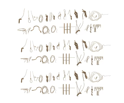 Essential Everyday Living Supplies Simple Line Drawing Illustrations Of Household Items Tools And Utensils 3d model