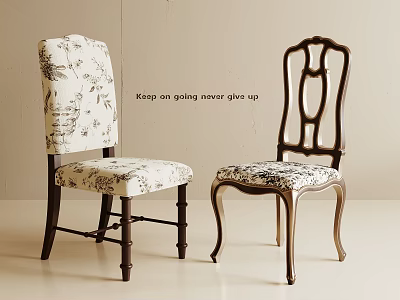 Vintage Wooden Dining Chairs With Fabric Seat Cushion And Classic Backrest Design 3d model