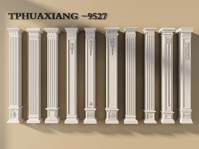 White Decorative Columns With Various Architectural Design Styles For Interior And Exterior Use 3d model