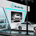 Mercedes-Benz Exhibition Booth With Displayed Cars And Modern Lighting Design Elements