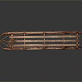 Traditional Handcrafted Wooden Sled With Wooden Slats And Rope Bindings