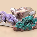 Natural Stone And Wood Home Decor Pieces Featuring Purple Green Mineral Crystals