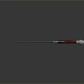 Silver Decorative Sword With Red Handle And Sharp Blade On Dark Background