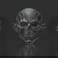Intricate Spiked Skull Design With Sharp Teeth And Metallic Earrings